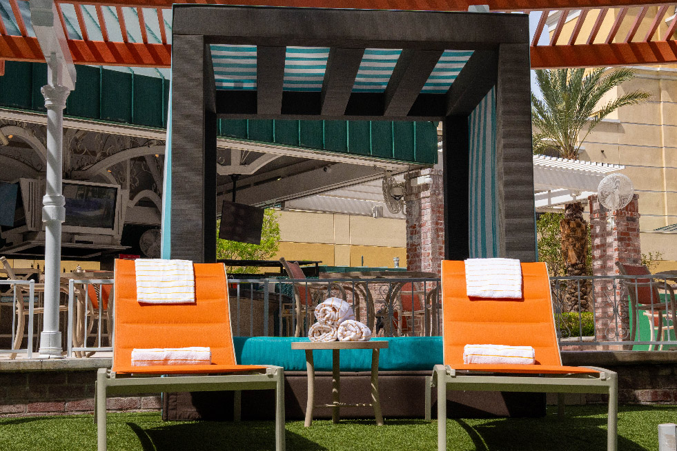 Daybeds at the resort pool